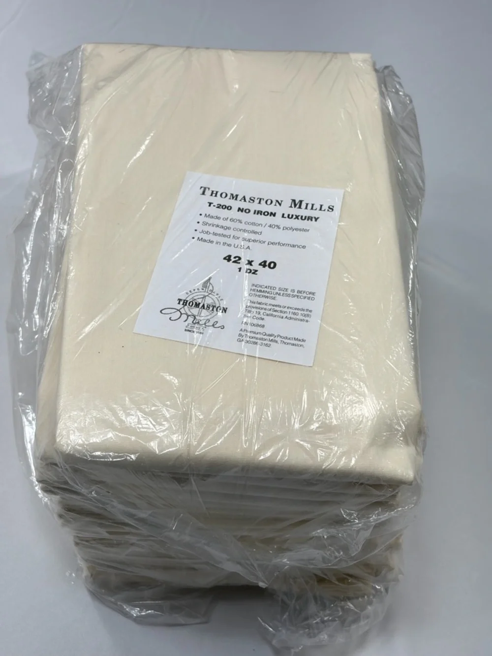 Thomaston Mills Ivory Pillowcases Cotton Blend 42x40 Set 12 Hotel